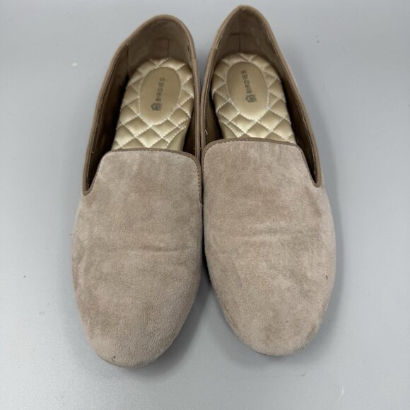 Birdies Sz 8.5 The Starling Shoe Loafer Slip On Flat Taupe  Tan Suede Leather - Picture 5 of 9